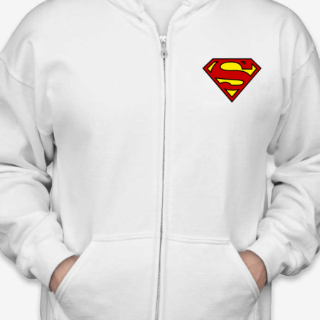 Superman Logo Unisex Zip Hoodie – Superhero Graphic Full Zip-Up Hoodie for Men & Women